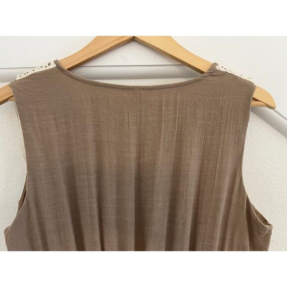 NWT NY Collection Womens Crochet Trim Casual Maxi Dress Large Fairy Casual Boho - Picture 9 of 16